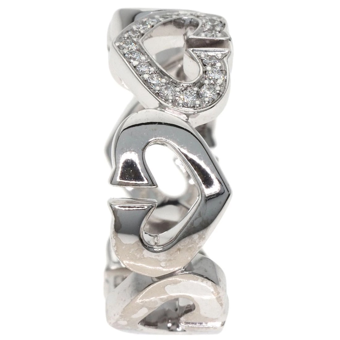 CARTIER C HEART RING K18 WHITE GOLD: CARTIER C heart Ring K18 White Gold Brand: CARTIER Type: Ring Material: K18 White Gold, Color: Exterior Color Silver Size: 5 (US) Accessories: None Accessories Notice: When purchasing