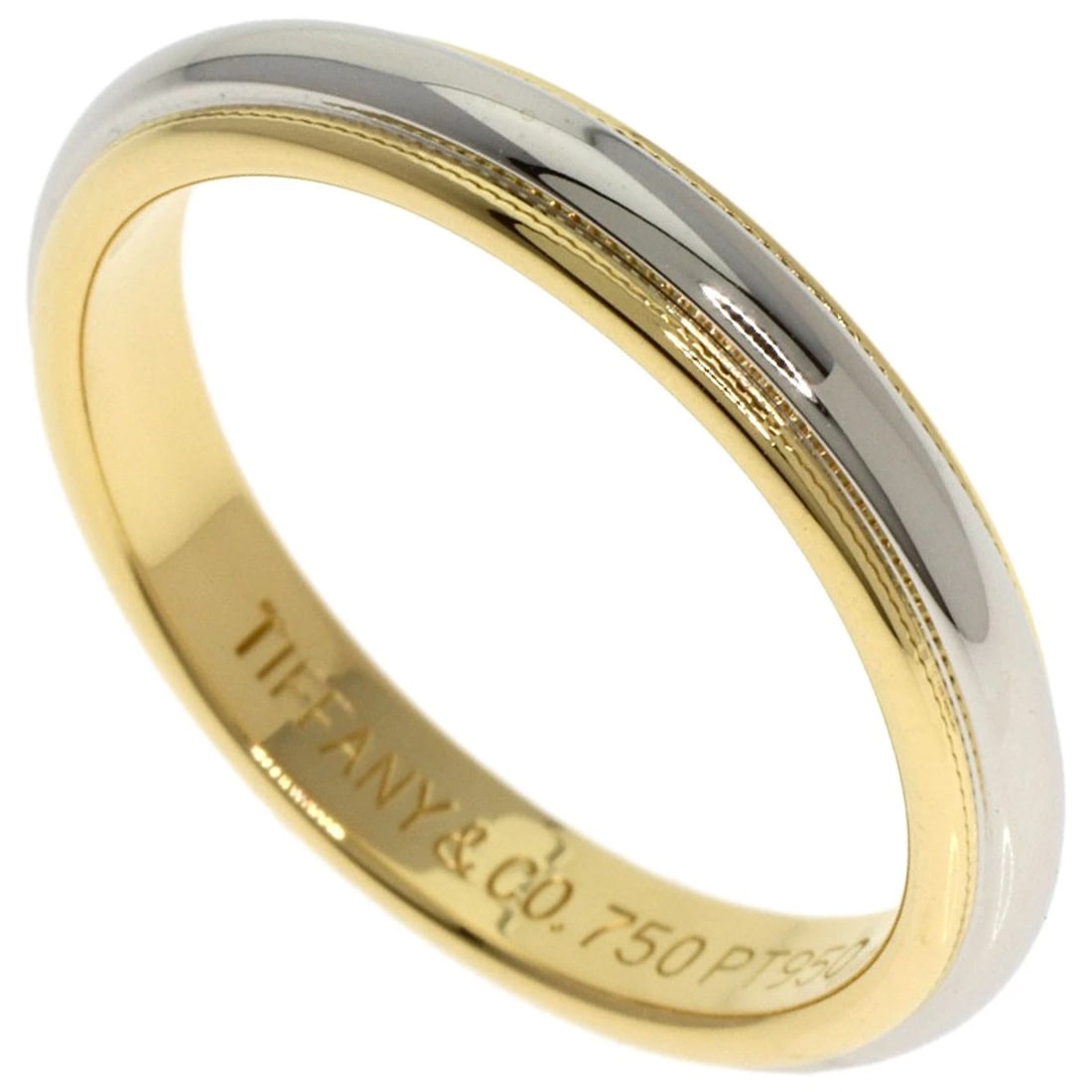 TIFFANY&CO. MILGRAIN RING PLATINUM PT950: TIFFANY&Co. Milgrain Ring Platinum PT950 Brand: TIFFANY&Co. Type: Ring Material: Platinum PT950/18K Yellow Gold, Color: Exterior Color Gold Size: 8.5 (US) Accessories: None Accessories Not