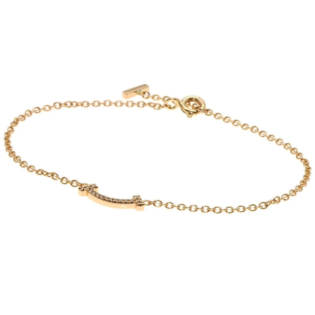TIFFANY&CO. T SMILE MINI DIAMOND BRACELET: TIFFANY&Co. T Smile Mini Diamond Bracelet Brand: TIFFANY&Co. Type: Bracelet Material: K18 Pink Gold, Main Stone/Creation Natural Color: Exterior Color Gold Size: Top Size:0.2inch/4.7x13.4x1.7mm In