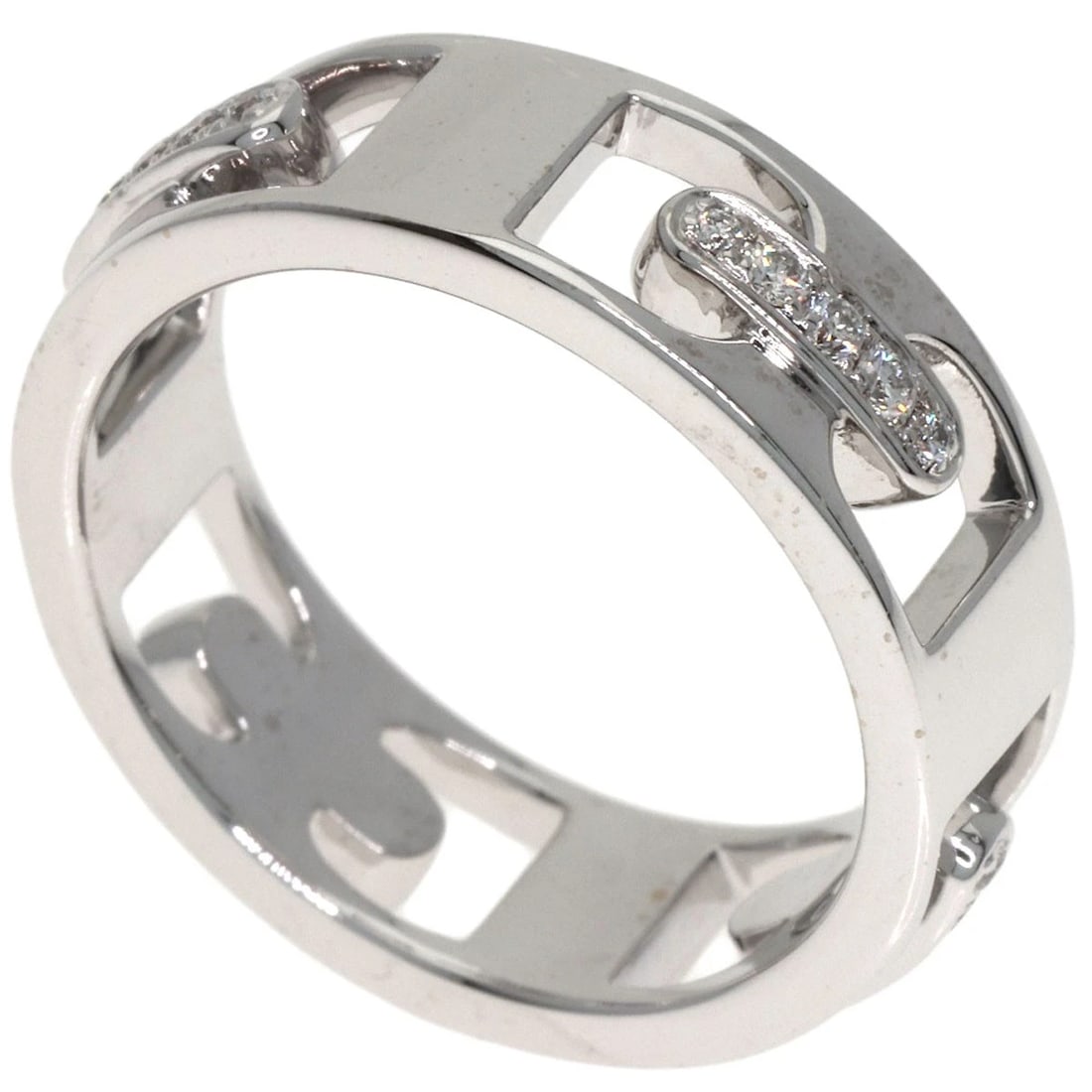 CELINE DIAMOND RING K18 WHITE GOLD: CELINE Diamond Ring K18 White Gold Brand: CELINE Type: Ring Material: K18 White Gold, Main Stone/Creation Natural Color: Exterior Color Silver Size: 5.75 (US) Accessories: None Accessories