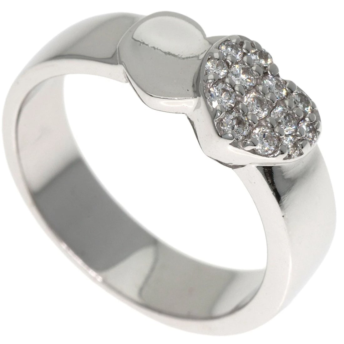 PONTE VECCHIO DIAMOND HEART RING K18 WHITE GOLD: Ponte Vecchio Diamond heart Ring K18 White Gold Brand: Ponte Vecchio Type: Ring Material: K18 White Gold, Main Stone/Creation Natural Color: Exterior Color Silver Size: 4.25 (US) Accessories: Non