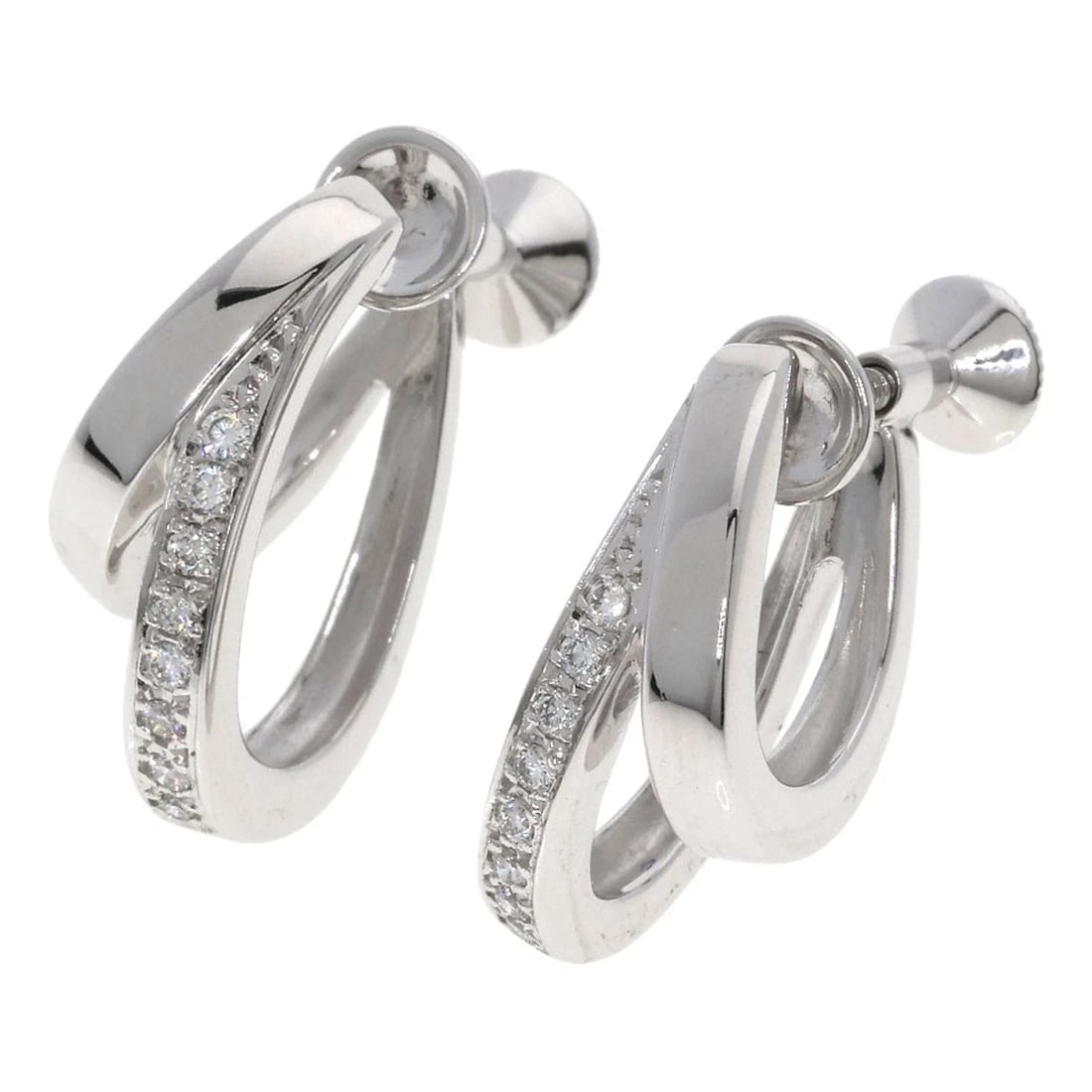 MIKIMOTO DIAMOND EARRING K18 WHITE GOLD: MIKIMOTO Diamond Earring K18 White Gold Brand: MIKIMOTO Type: Earring Material: K18 White Gold, Main Stone/Creation Natural Color: Exterior Color Silver Size: Top Size:0.7inch/18.6x6.8mm 