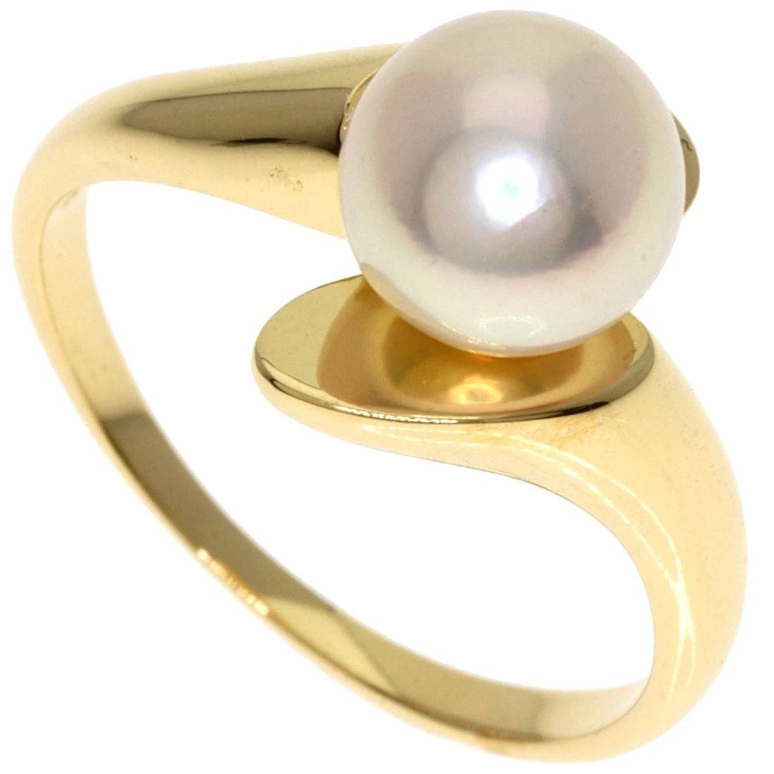MIKIMOTO PEARL PEARL RING K18 YELLOW GOLD: MIKIMOTO Pearl Pearl Ring K18 Yellow Gold Brand: MIKIMOTO Type: Ring Material: K18 Yellow Gold, Color: Exterior Color Gold Size: 4.75 (US) Accessories: None Accessories Notice: When