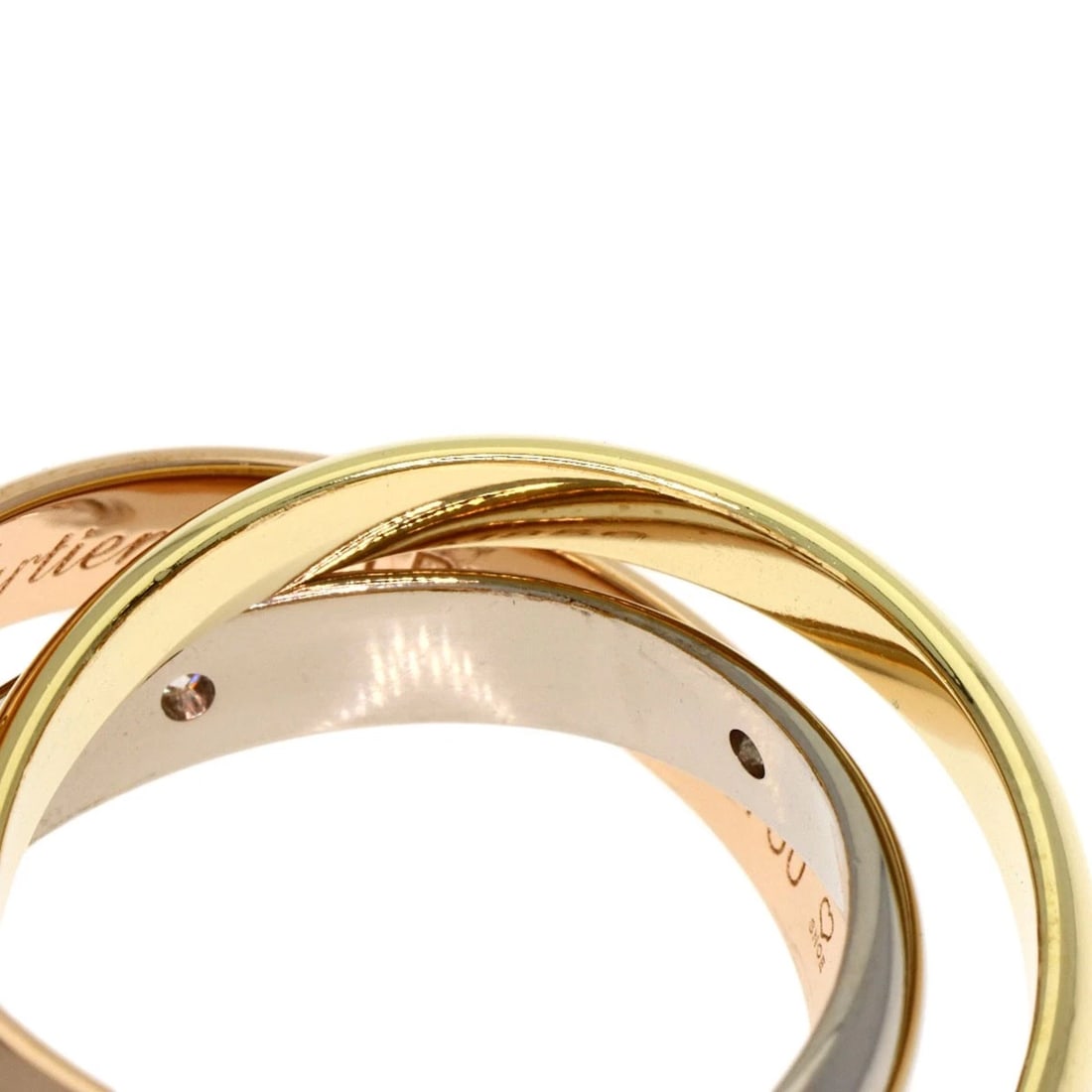 CARTIER TRINITY 5P DIAMOND RING K18 YELLOW GOLD: CARTIER Trinity 5P Diamond Ring K18 Yellow Gold Brand: CARTIER Type: Ring Material: K18 Yellow Gold/18K Pink Gold/K18 White Gold, Color: Exterior Color Gold Size: 5.25 (US) Accessories: None <