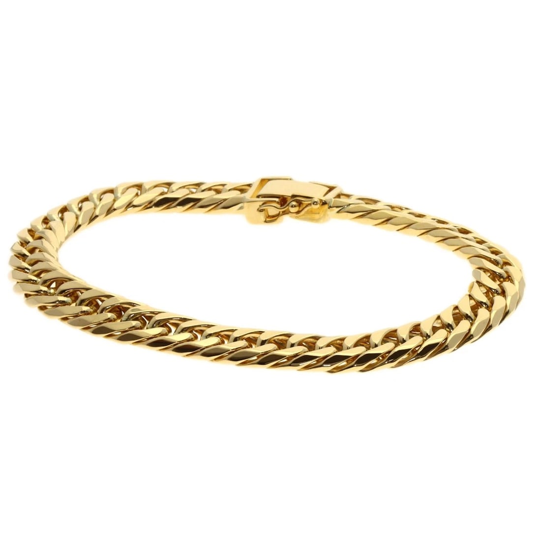 CURB CHAIN KIHEI 6-SIDED W BRACELET K18 YELLOW GOLD: Curb chain Kihei 6-sided W Bracelet K18 Yellow Gold Brand: SELECT JEWELRY Type: Bracelet Material: K18 Yellow Gold, Color: Exterior Color Gold Size: Inner Circumference:7.5inch/19cm Band Width:0.3