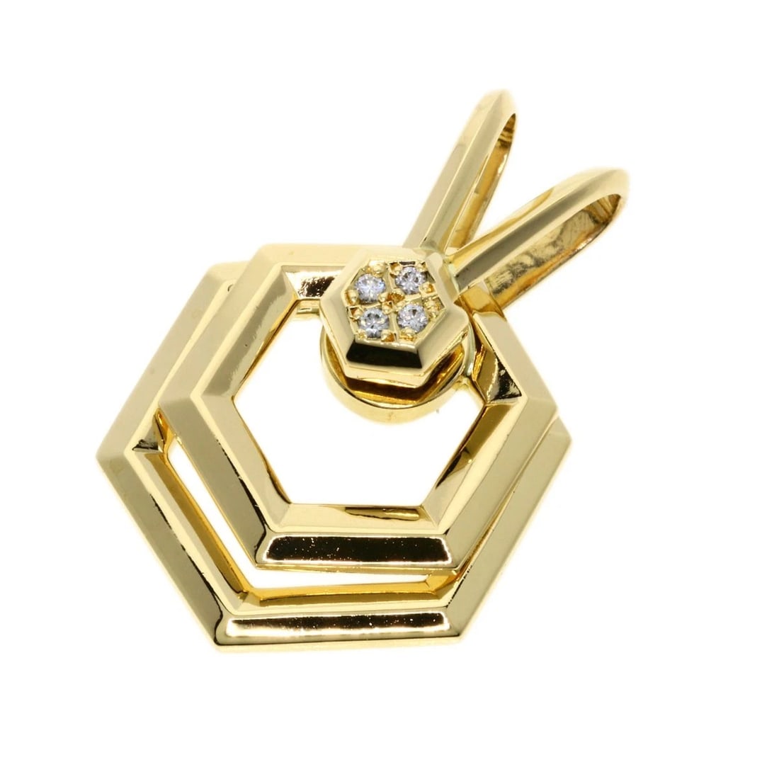 WALTHAM SWING DIAMOND PENDANT TOP K18 YELLOW GOLD (1 of 4)