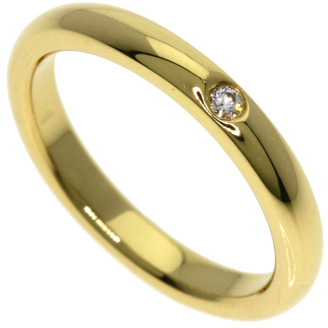 TIFFANY&CO. STACKING BAND 1P DIAMOND RING: TIFFANY&Co. Stacking Band 1P Diamond Ring Brand: TIFFANY&Co. Type: Ring Material: K18 Yellow Gold, Main Stone/Creation Natural Color: Exterior Color Gold Size: 5 (US) Accessories: None Acc
