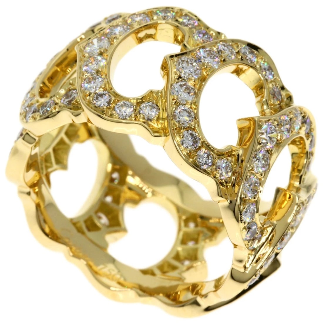 CARTIER C DE CARTIER FULL DIAMOND RING: CARTIER C de Cartier Full Diamond Ring Brand: CARTIER Type: Ring Material: K18 Yellow Gold, Main Stone/Creation Natural Color: Exterior Color Gold Size: 7 (US) Accessories: None Accessorie