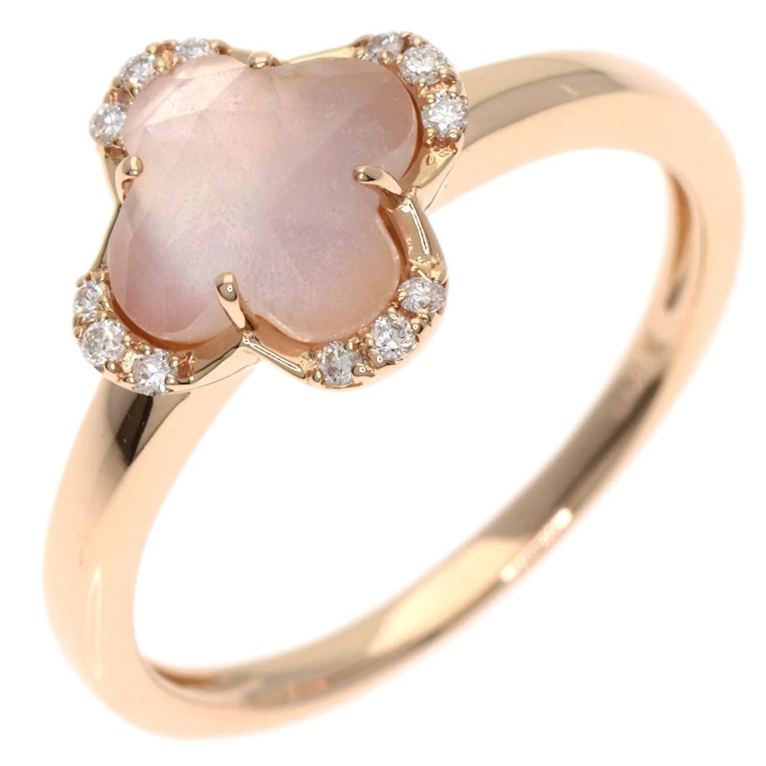 VENDOME SHELL ROSE QUARTZ DIAMOND RING - 2