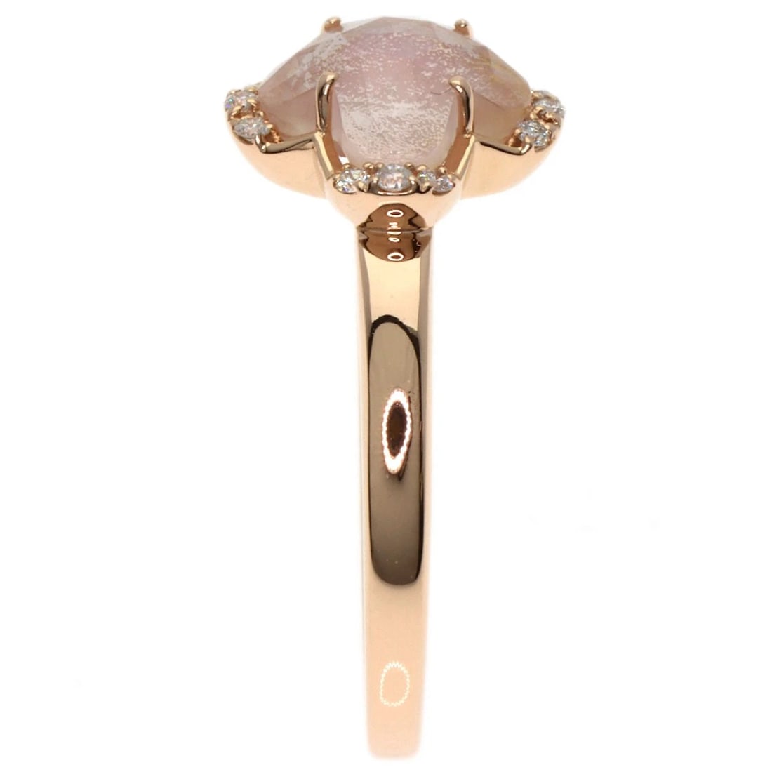 VENDOME SHELL ROSE QUARTZ DIAMOND RING - 3