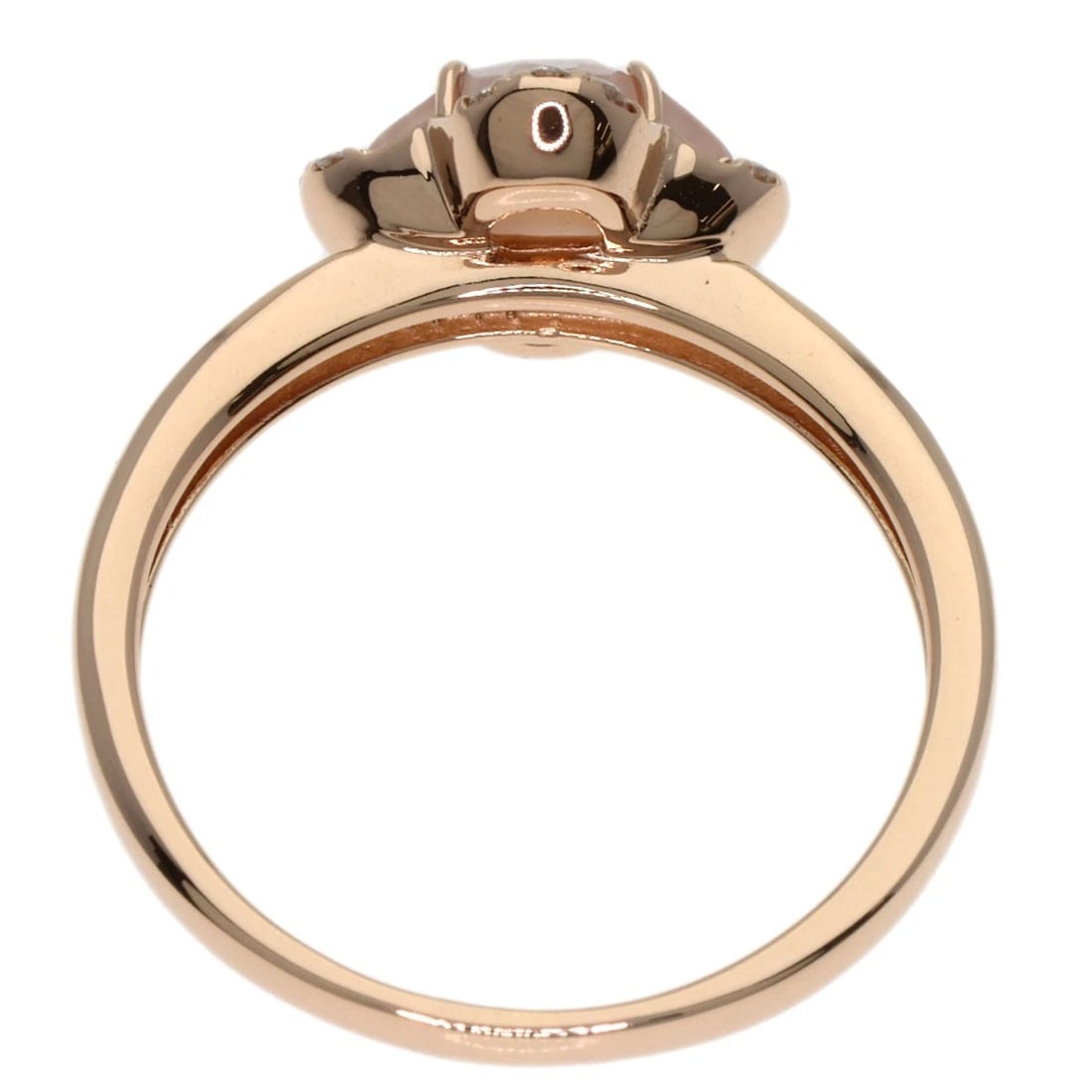 VENDOME SHELL ROSE QUARTZ DIAMOND RING - 4