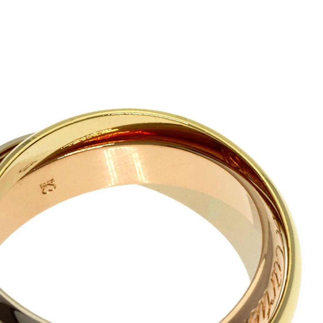 CARTIER TRINITY RING K18 YELLOW GOLD K18 WHITE GOLD: CARTIER Trinity Ring K18 Yellow Gold K18 White Gold Brand: CARTIER Type: Ring Material: K18 Yellow Gold/K18 White Gold/18K Pink Gold, Color: Exterior Color Gold Size: 5.25 (US) Accessories: