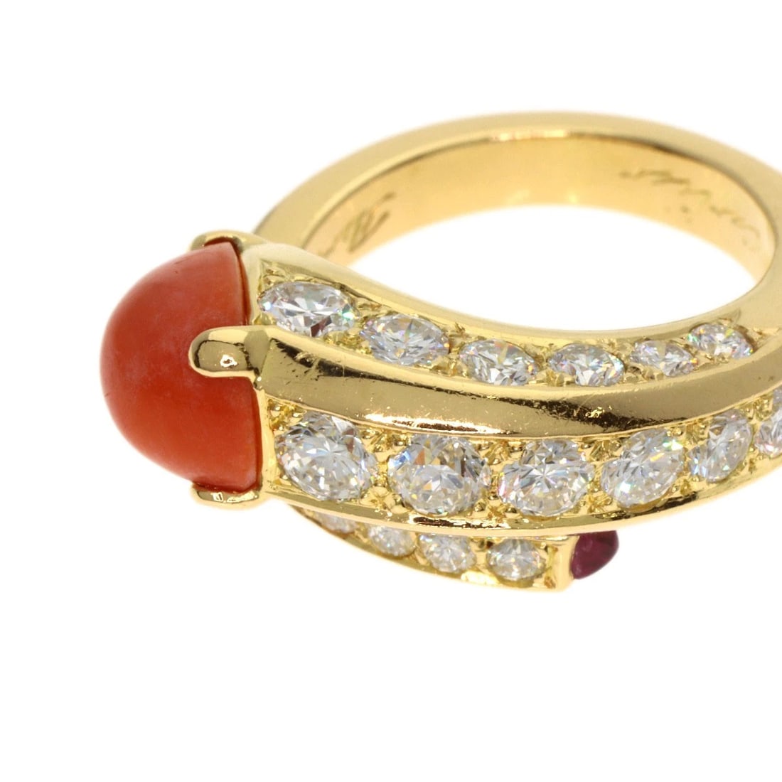 CARTIER VINTAGE CORAL DIAMOND RUBY RING - 5