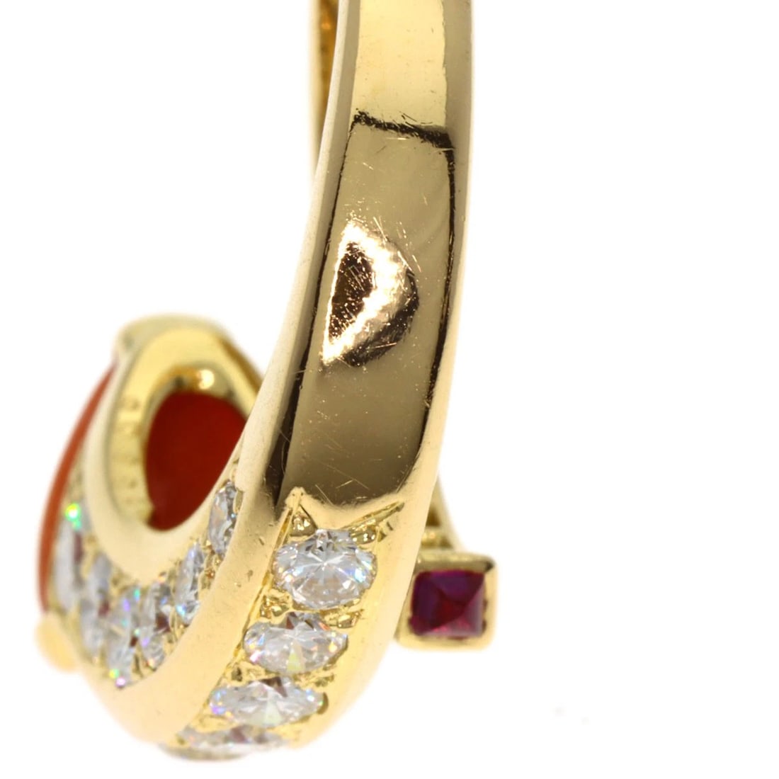 CARTIER VINTAGE CORAL DIAMOND RUBY RING - 7