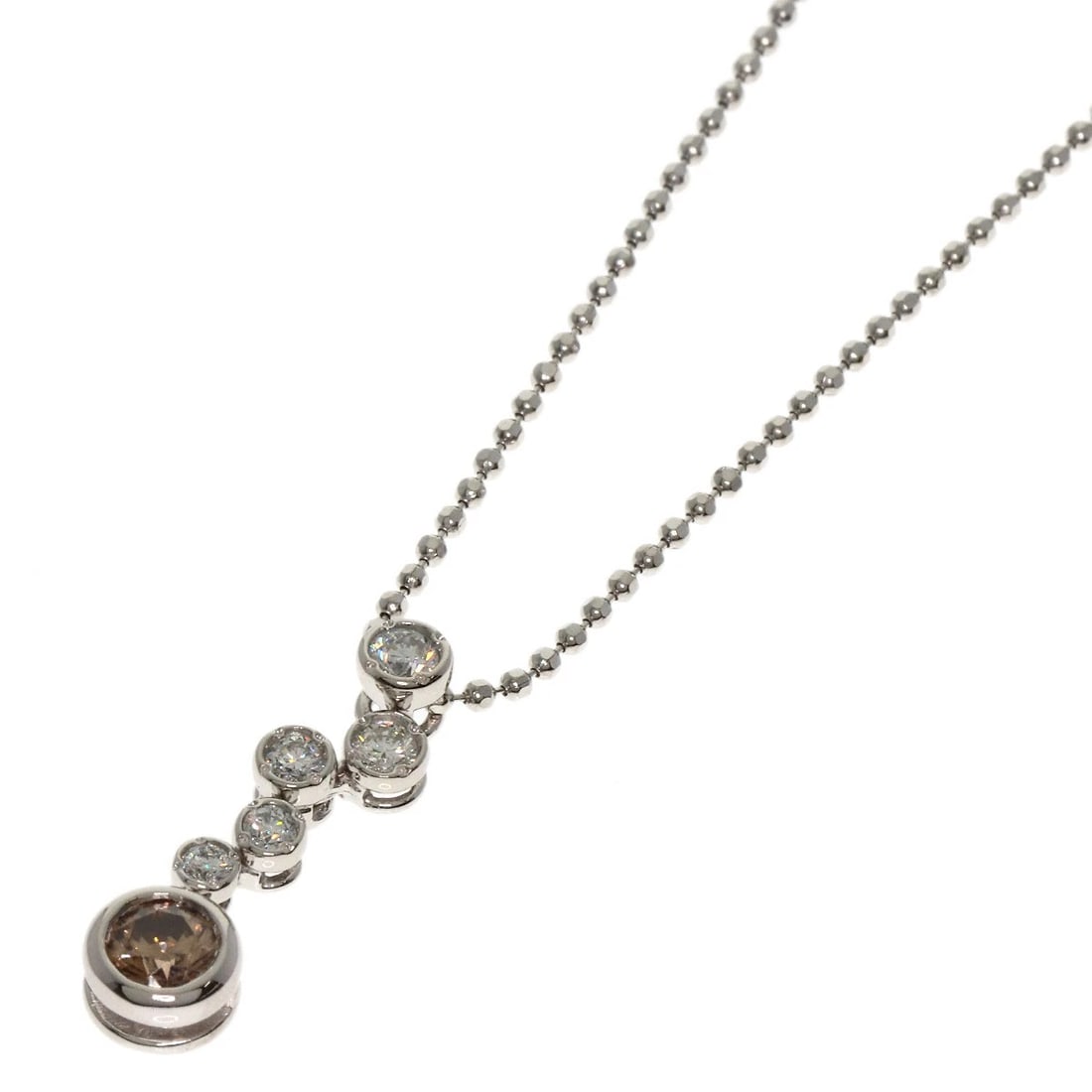 KASHIKEY BROWN?DIAMOND DIAMOND NECKLACE: Kashikey Brown?Diamond Diamond Necklace Brand: Kashikey Type: Necklace Material: Platinum PT900, Main Stone/Creation Natural Color: Exterior Color Silver Size: Chain Length:17.5inch/44.5cm