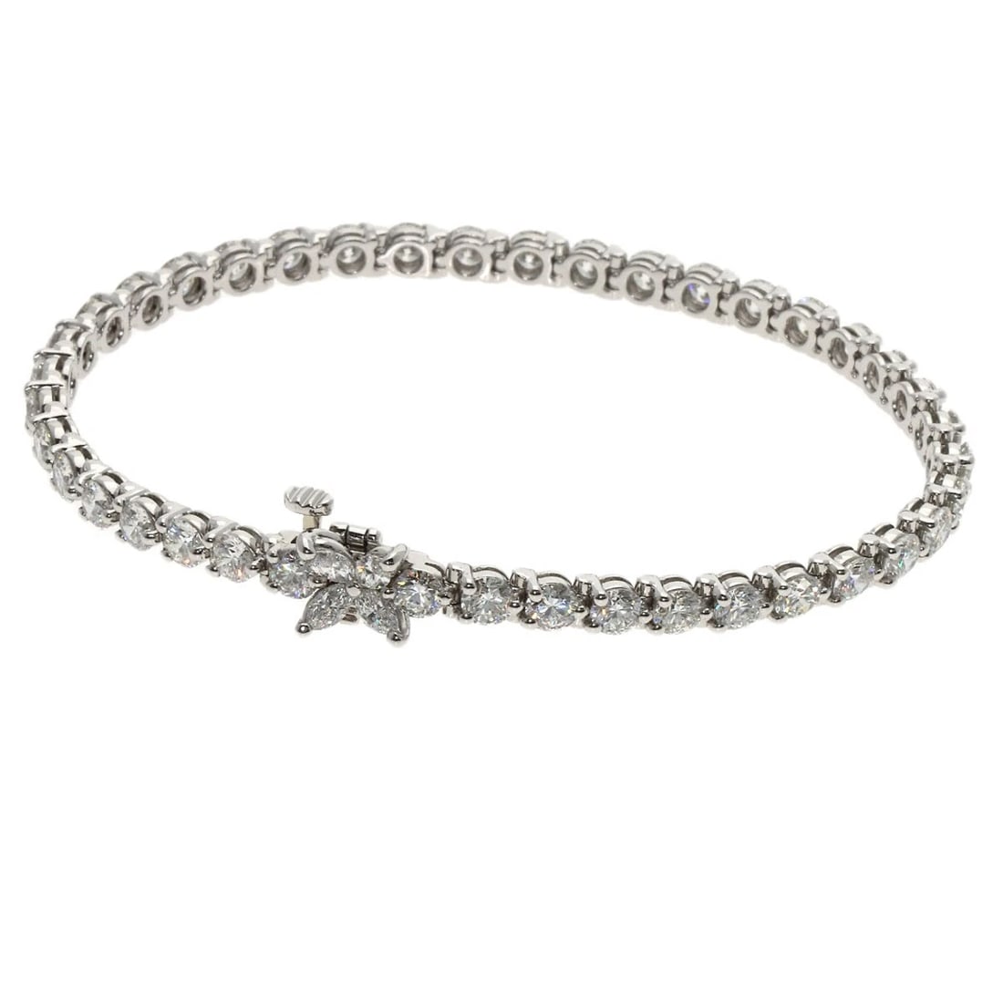 TIFFANY&CO. VICTORIA LINE DIAMOND BRACELET PLATINUM: TIFFANY&Co. Victoria Line Diamond Bracelet Platinum Brand: TIFFANY&Co. Type: Bracelet Material: Platinum PT950, Main Stone/Creation Natural Color: Exterior Color Silver Size: Inner