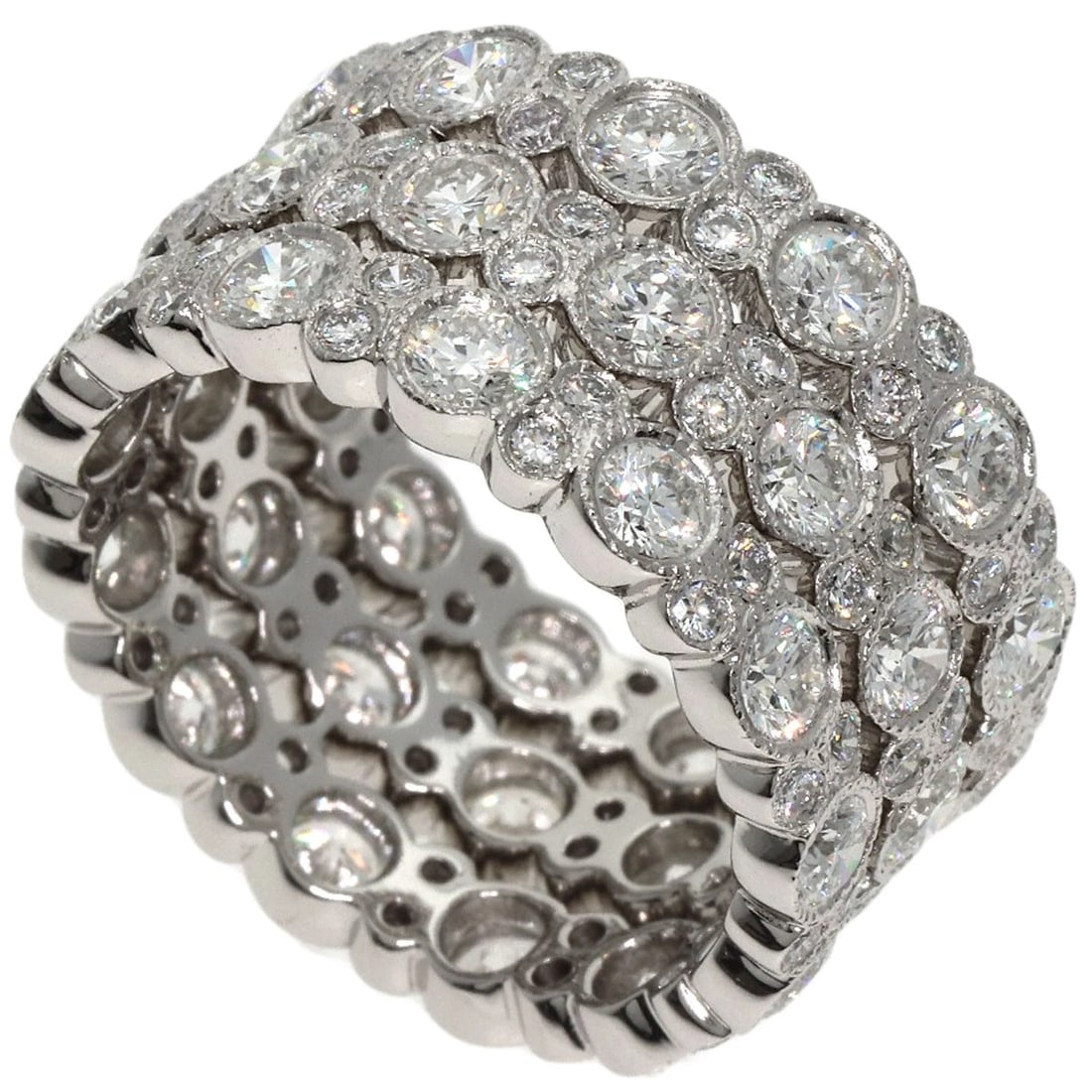 TIFFANY&CO. COBBLESTONE FULL ETERNITY DIAMOND RING: TIFFANY&Co. Cobblestone Full Eternity Diamond Ring Brand: TIFFANY&Co. Type: Ring Material: Platinum PT950, Main Stone/Creation Natural Color: Exterior Color Silver Size: 8 (US) Accessories: