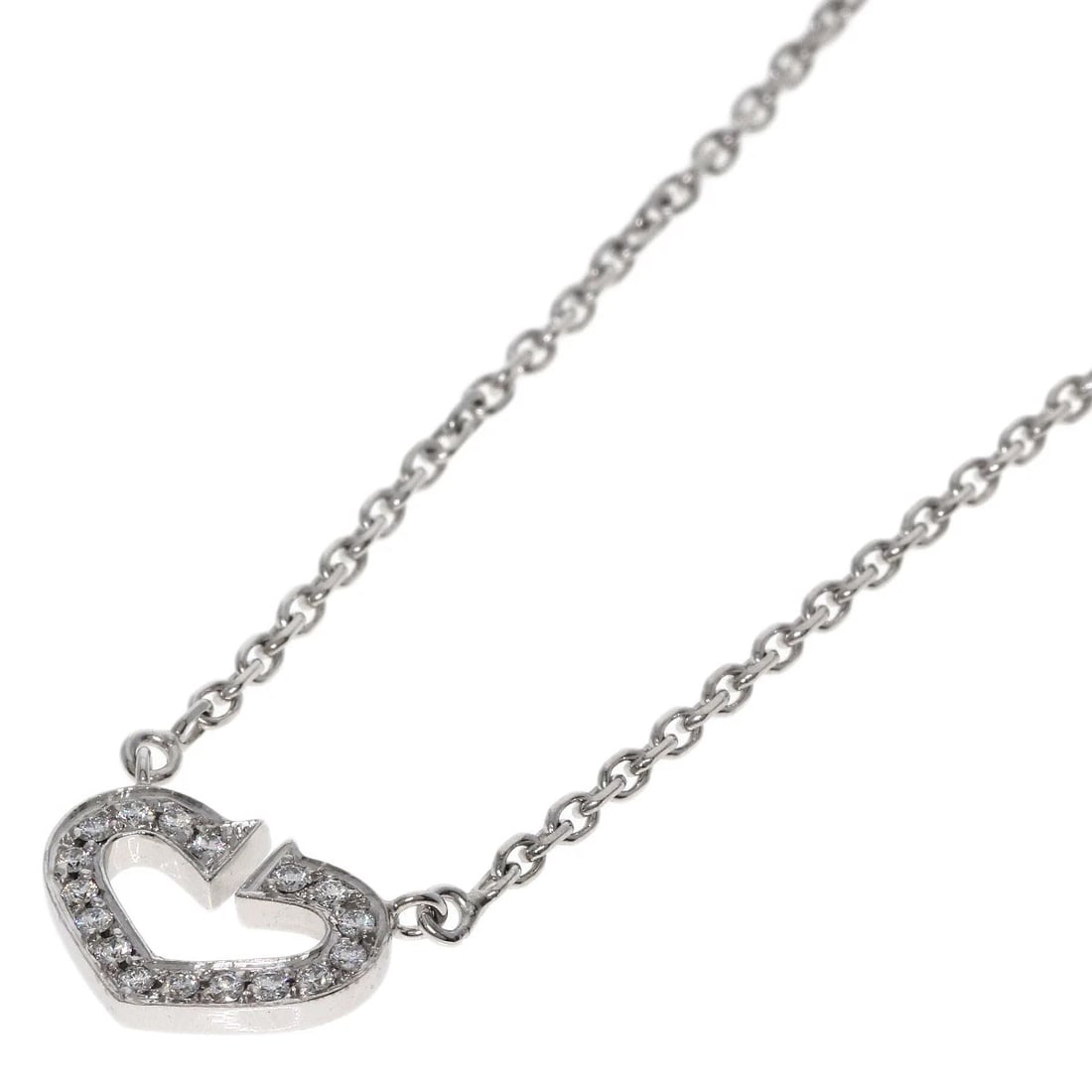 CARTIER C HEART DIAMOND NECKLACE K18 WHITE GOLD (1 of 4)