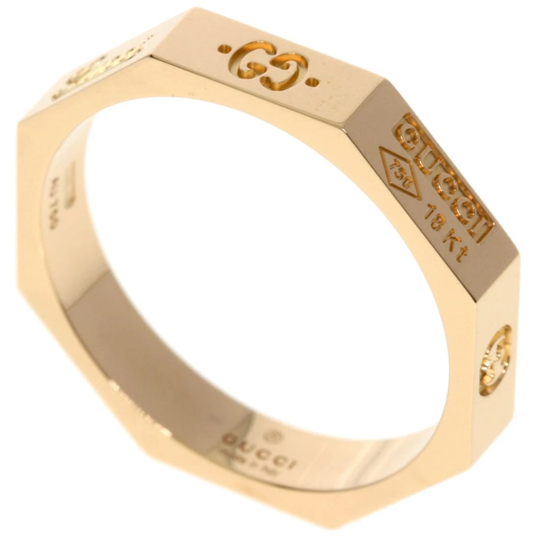 GUCCI OCTAGON RING K18 PINK GOLD: GUCCI Octagon Ring K18 Pink Gold Brand: GUCCI Type: Ring Material: K18 Pink Gold, Color: Exterior Color Gold Size: 7.75 (US) Accessories: None Accessories Notice: When purchasing pre-owned