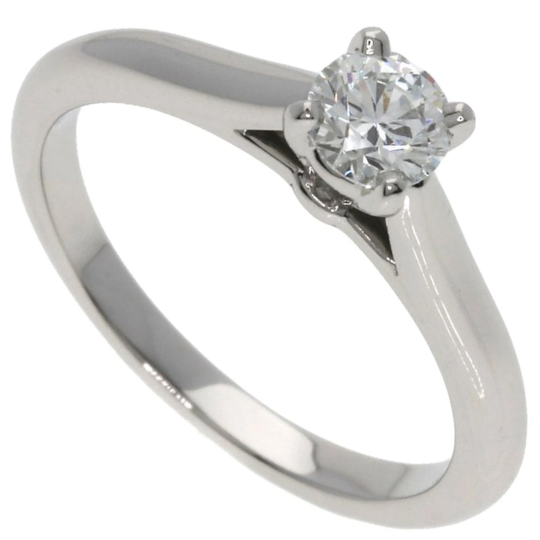 CARTIER SOLITAIRE DIAMOND RING: CARTIER Solitaire Diamond Ring Brand: CARTIER Type: Ring Material: Platinum PT950, Main Stone/Creation Natural Color: Exterior Color Silver Size: 4.5 (US) Accessories: None Accessories Not