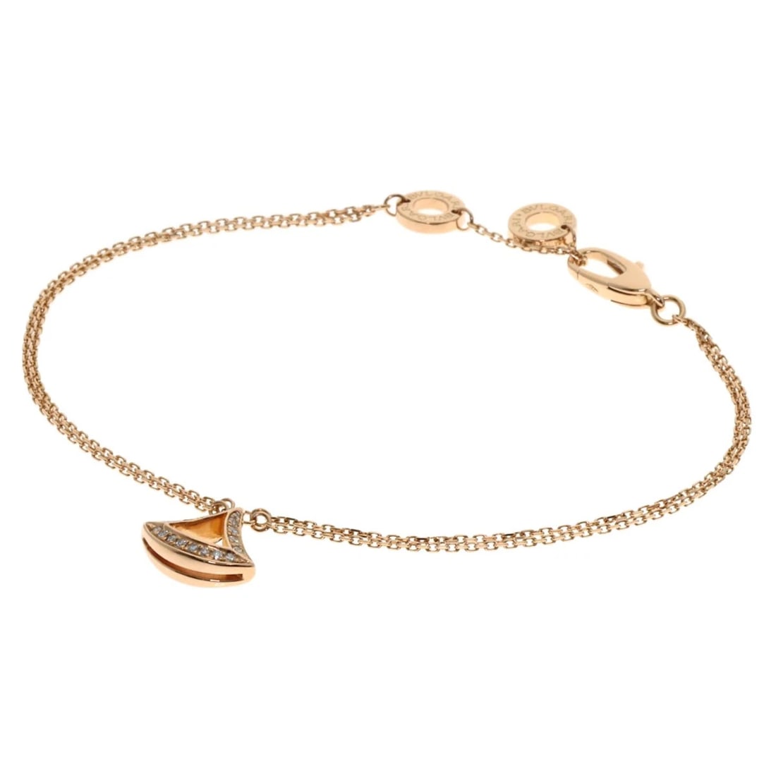BVLGARI DIVA DREAM DIAMOND BRACELET: BVLGARI Diva Dream Diamond Bracelet Brand: BVLGARI Type: Bracelet Material: K18 Pink Gold, Main Stone/Creation Natural Color: Exterior Color Gold Size: Chain Width:0.4inch/0.9mm Top