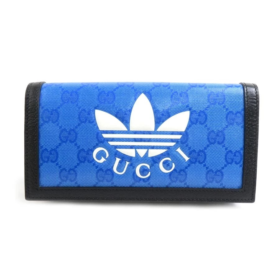 GUCCI X ADIDAS WALLET CHAIN BAG BLUE/BLACK/WHITE LEATHER/GOLDTONE WALLET CHAIN (1 of 4)