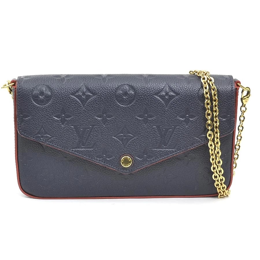 LOUIS VUITTON POCHETTE FELICIE CROSSBODY BAG CHAIN WALLET CROSSBODY SHOULDER BAG: LOUIS VUITTON Pochette Felicie Crossbody Bag Chain Wallet Crossbody Shoulder Bag Brand: LOUIS VUITTON Type: Crossbody Shoulder Bag Material: Monogram Empreinte Leather Color: Navy Size: W:8.3inx H