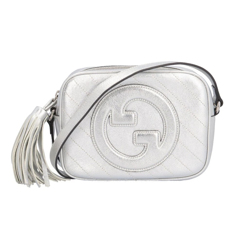 GUCCI SHOULDER BAG CROSS BODY LEATHER BLONDIE SHOULDER BAG: GUCCI Shoulder Bag Cross Body leather Blondie Shoulder Bag Brand: GUCCI Type: Shoulder Bag Material: Exterior Material leather Color: Silver Size: W7.9 x H5.9 x D2.8inch Shoulder:46.9inch Accesso