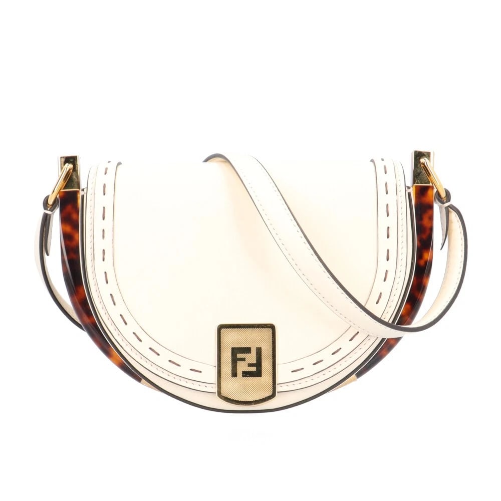 FENDI SHOULDER BAG CROSS BODY LEATHER MOONLIGHT SHOULDER BAG: FENDI Shoulder Bag Cross Body leather Moonlight Shoulder Bag Brand: FENDI Type: Shoulder Bag Material: Exterior Material leather Color: white Size: W7.1 x H5.9 x D2.8inch Shoulder:32.3inch Access