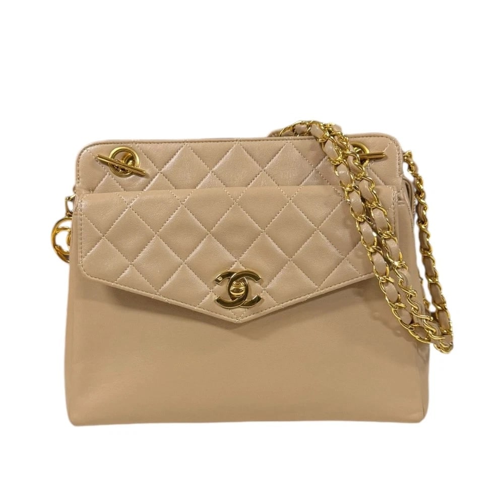 CHANEL SHOULDER BAG LAMBSKIN CHAIN SHOULDER BAG (1 of 8)
