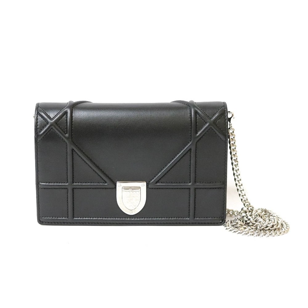 DIOR SHOULDER BAG BLACK BLACK LEATHER DIORAMA CHAIN SHOULDER SHOULDER BAG (1 of 6)