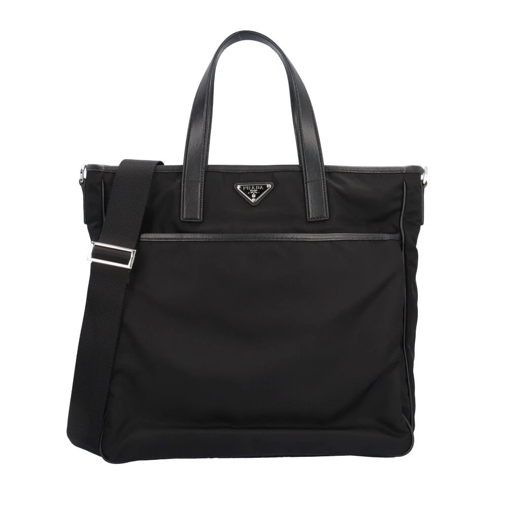 PRADA SHOULDER BAG CROSS BODY NYLON LEATHER 2WAY SHOULDER BAG: PRADA Shoulder Bag Cross Body Nylon leather 2way Shoulder Bag Brand: PRADA Type: Shoulder Bag Material: Exterior Material Nylon Color: black Size: W13.4 x H12.6 x D3.9inch Handle:14.6inch Shoulder