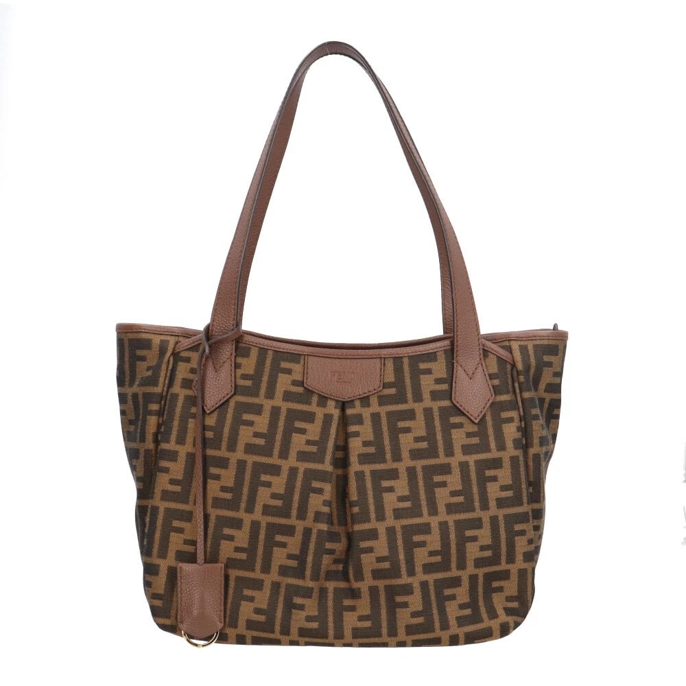 FENDI TOTE BAG CANVAS LEATHER TOTE BAG: FENDI Tote Bag canvas leather Tote Bag Brand: FENDI Type: Tote Bag Material: Exterior Material canvas Color: Brown Size: W10.8 x H9.4 x D6.7inch Shoulder:21.3inch Accessories: None Accesso