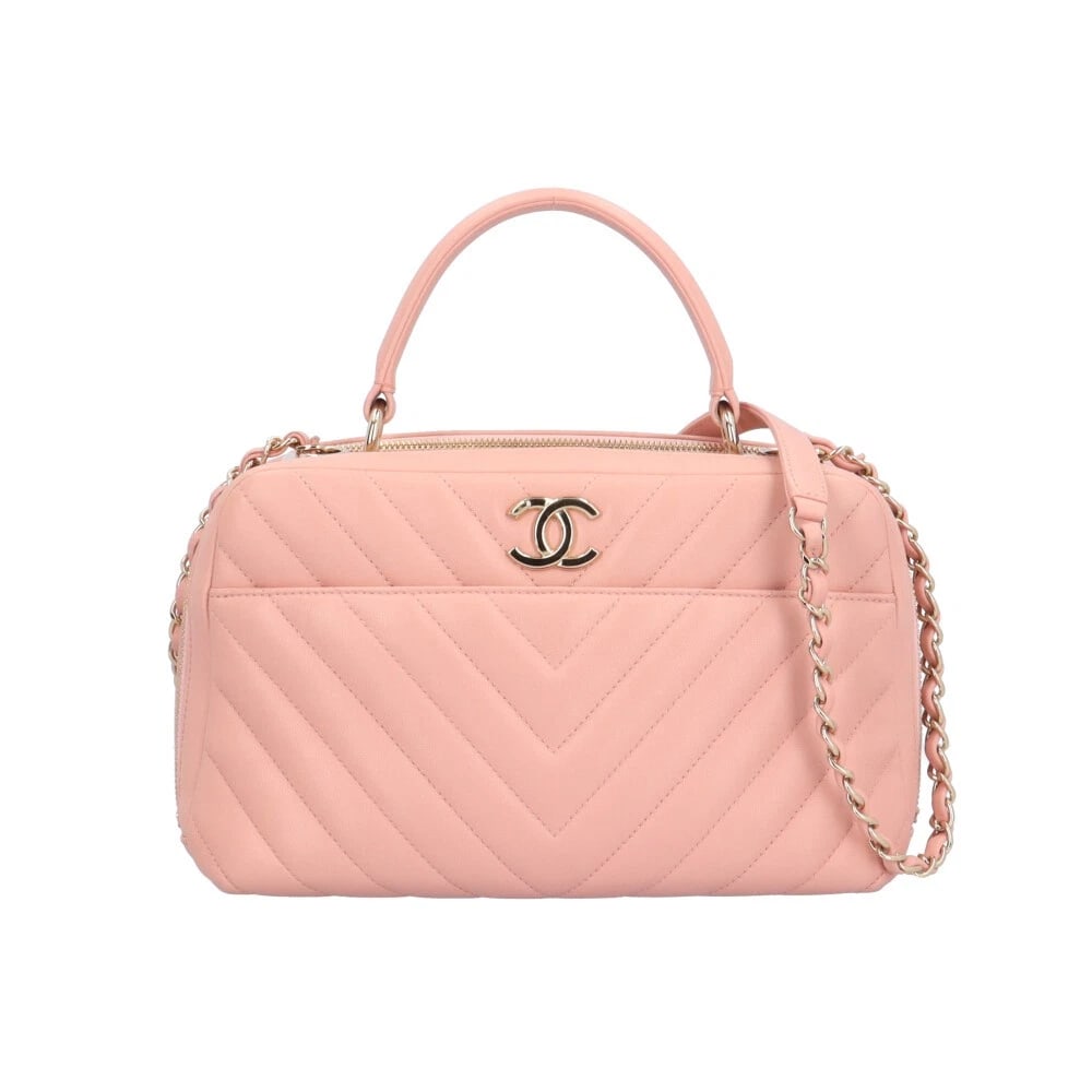 CHANEL SHOULDER BAG LEATHER 2WAY BOWLING BAG SHOULDER BAG (1 of 7)