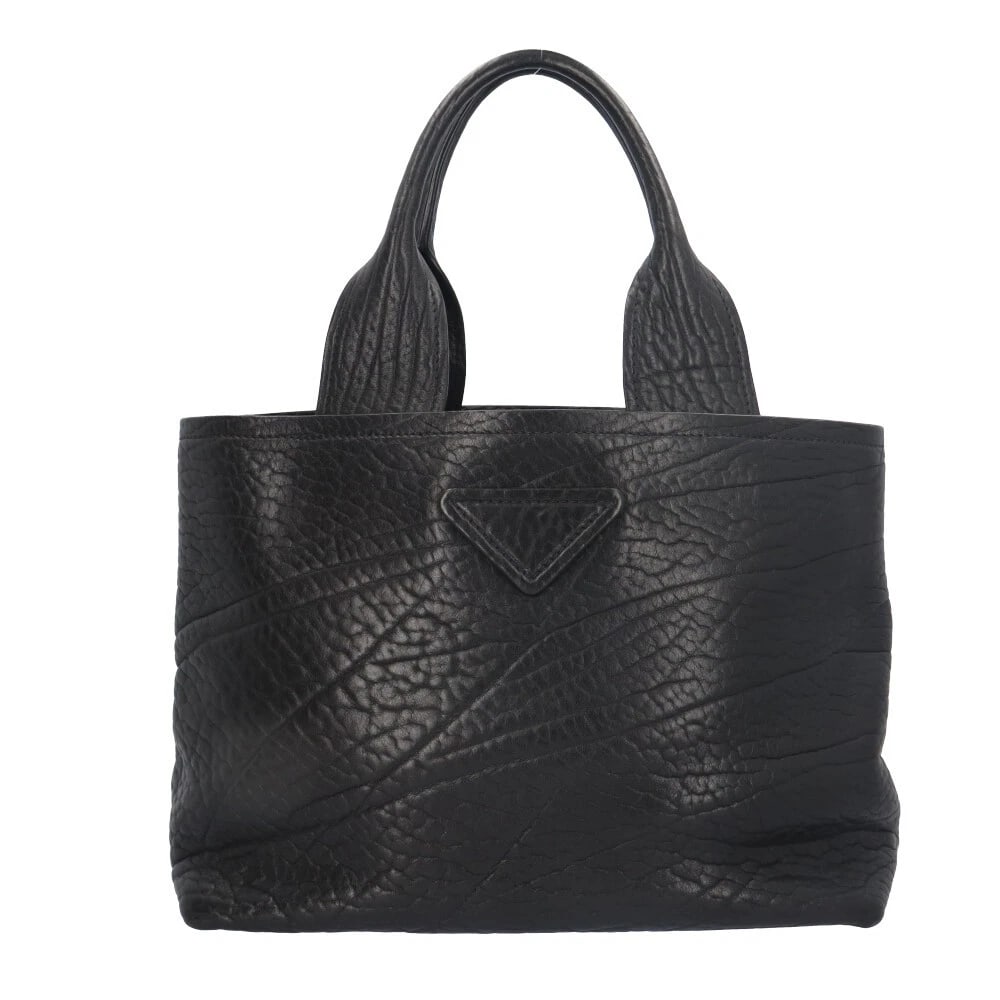 PRADA TOTE BAG LEATHER TRIANGLE LOGO TOTE BAG: PRADA Tote Bag leather Triangle logo Tote Bag Brand: PRADA Type: Tote Bag Material: Exterior Material leather Color: black Size: W12.6 x H9.4 x D5.7inch Shoulder:16.1inch Accessories: None