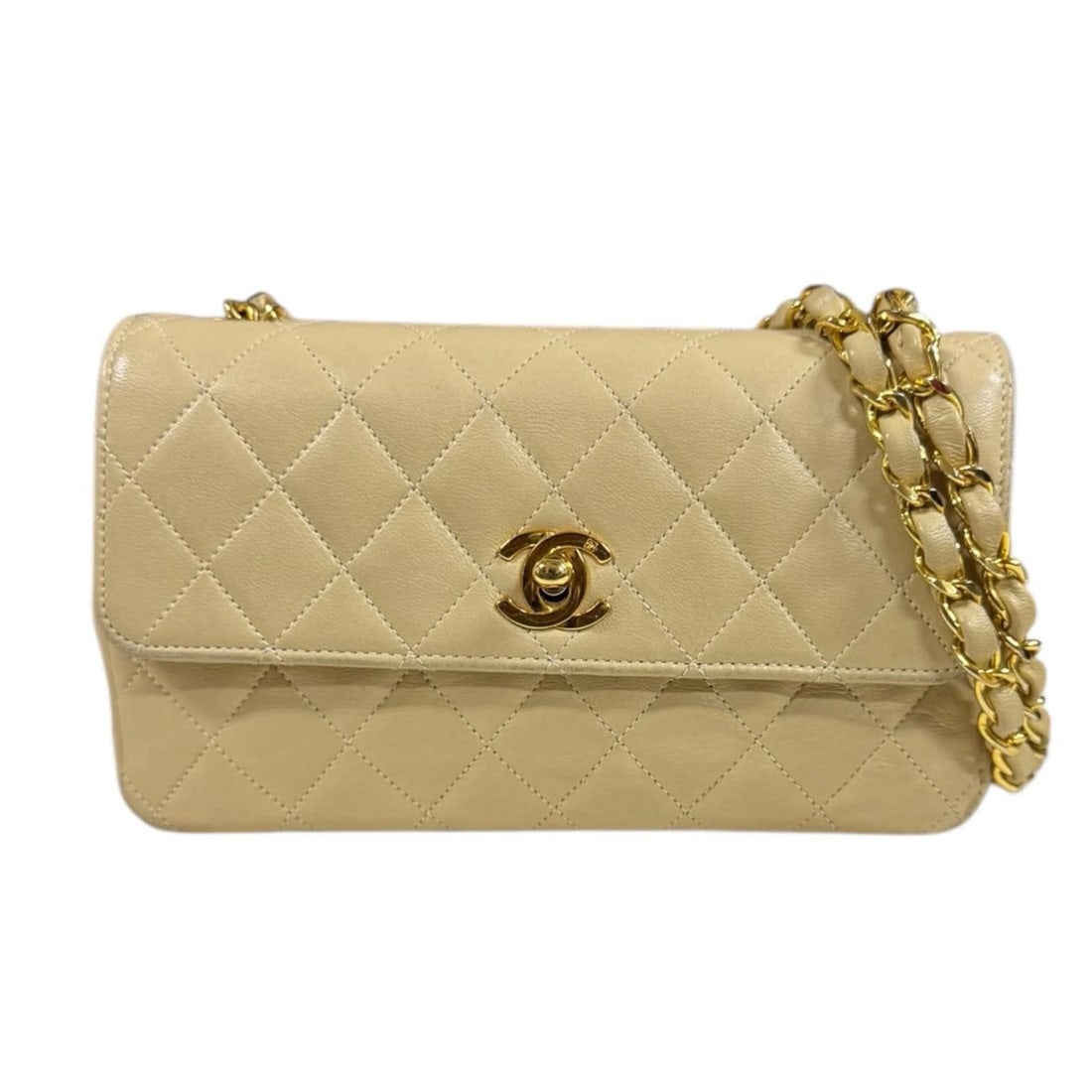 CHANEL SHOULDER BAG CROSS BODY LEATHER CHAIN SHOULDER BAG: CHANEL Shoulder Bag Cross Body leather Chain Shoulder Bag Brand: CHANEL Type: Shoulder Bag Material: Exterior Material leather Color: beige Size: W7.5 x H4.3 x D2.4inch Shoulder:45.3inch Accessor