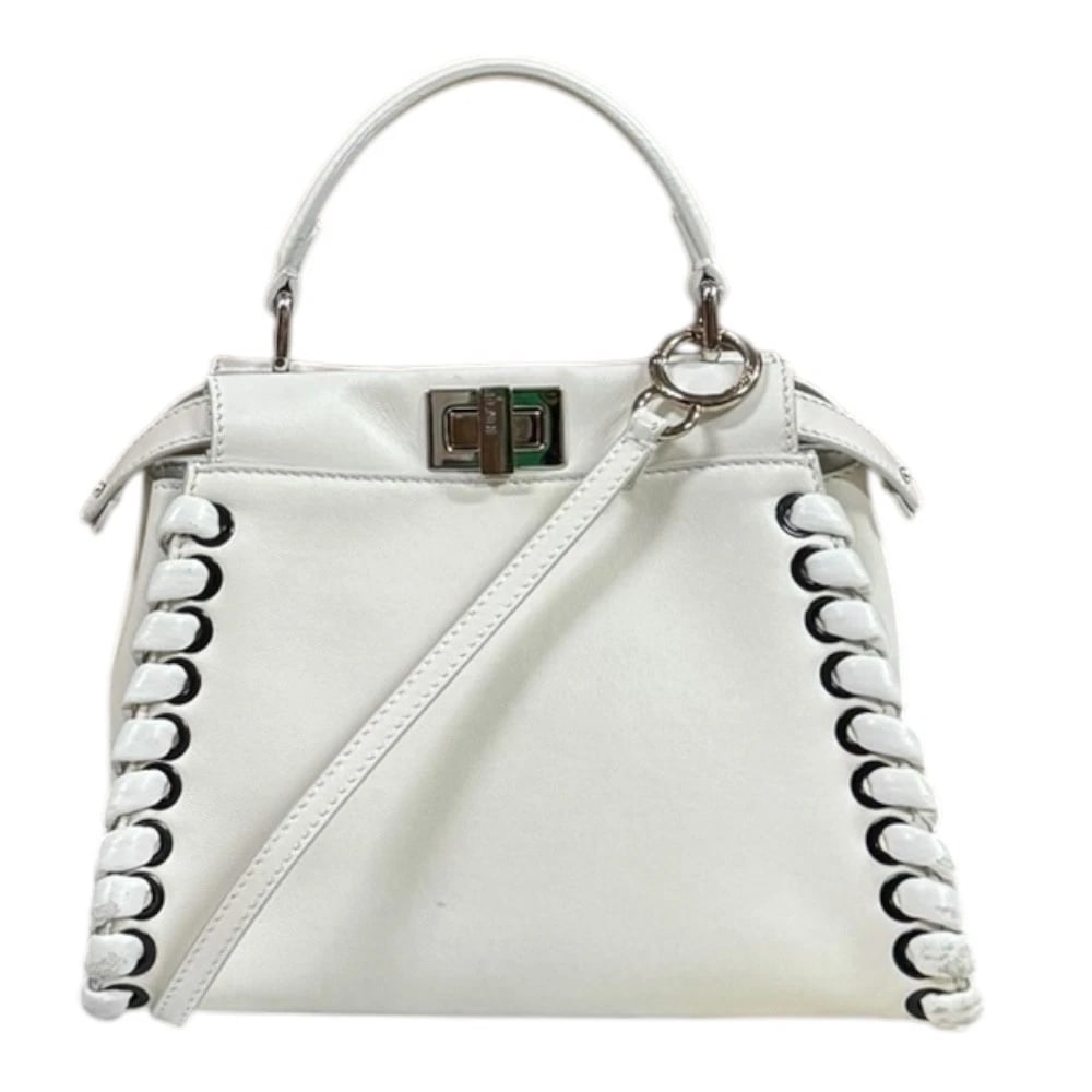 FENDI SHOULDER BAG CROSS BODY LEATHER 2WAY MINI PEA KABOO SHOULDER BAG: FENDI Shoulder Bag Cross Body leather 2way Mini Pea Kaboo Shoulder Bag Brand: FENDI Type: Shoulder Bag Material: Exterior Material leather Color: white Size: W9.4 x H7.1 x D4.7inch