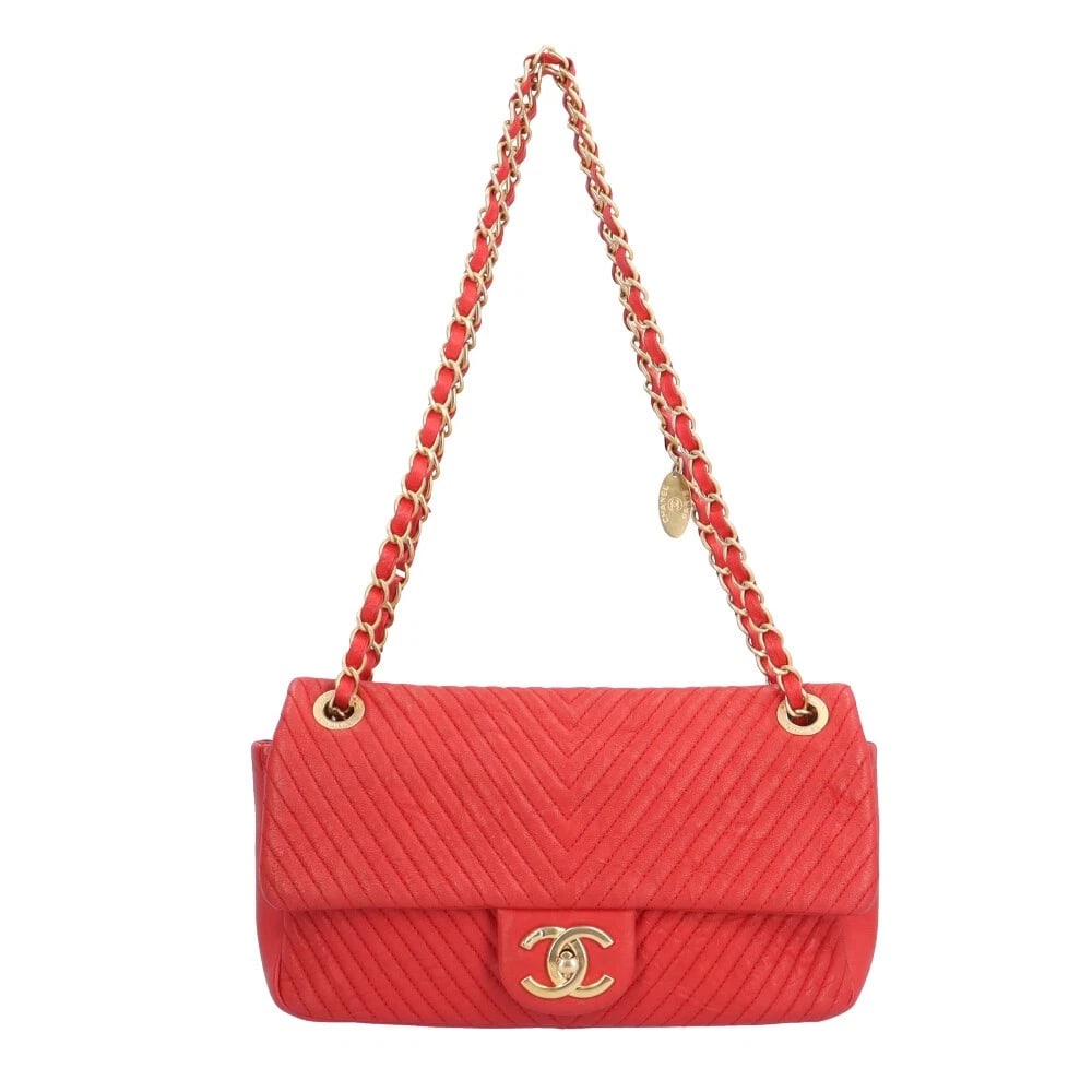 CHANEL SHOULDER BAG LEATHER SHOULDER BAG: CHANEL Shoulder Bag leather Shoulder Bag Brand: CHANEL Type: Shoulder Bag Material: Exterior Material leather Color: Red Size: W9.8 x H5.9 x D2.2inch Shoulder:23.2inch Accessories: None Ac