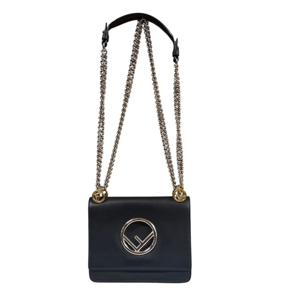 FENDI SHOULDER BAG CROSS BODY LEATHER WCHAIN MINI CANYON SHOULDER BAG: FENDI Shoulder Bag Cross Body leather WChain Mini Canyon Shoulder Bag Brand: FENDI Type: Shoulder Bag Material: Exterior Material leather Color: black Size: W7.3 x H6.1 x D3.3inch