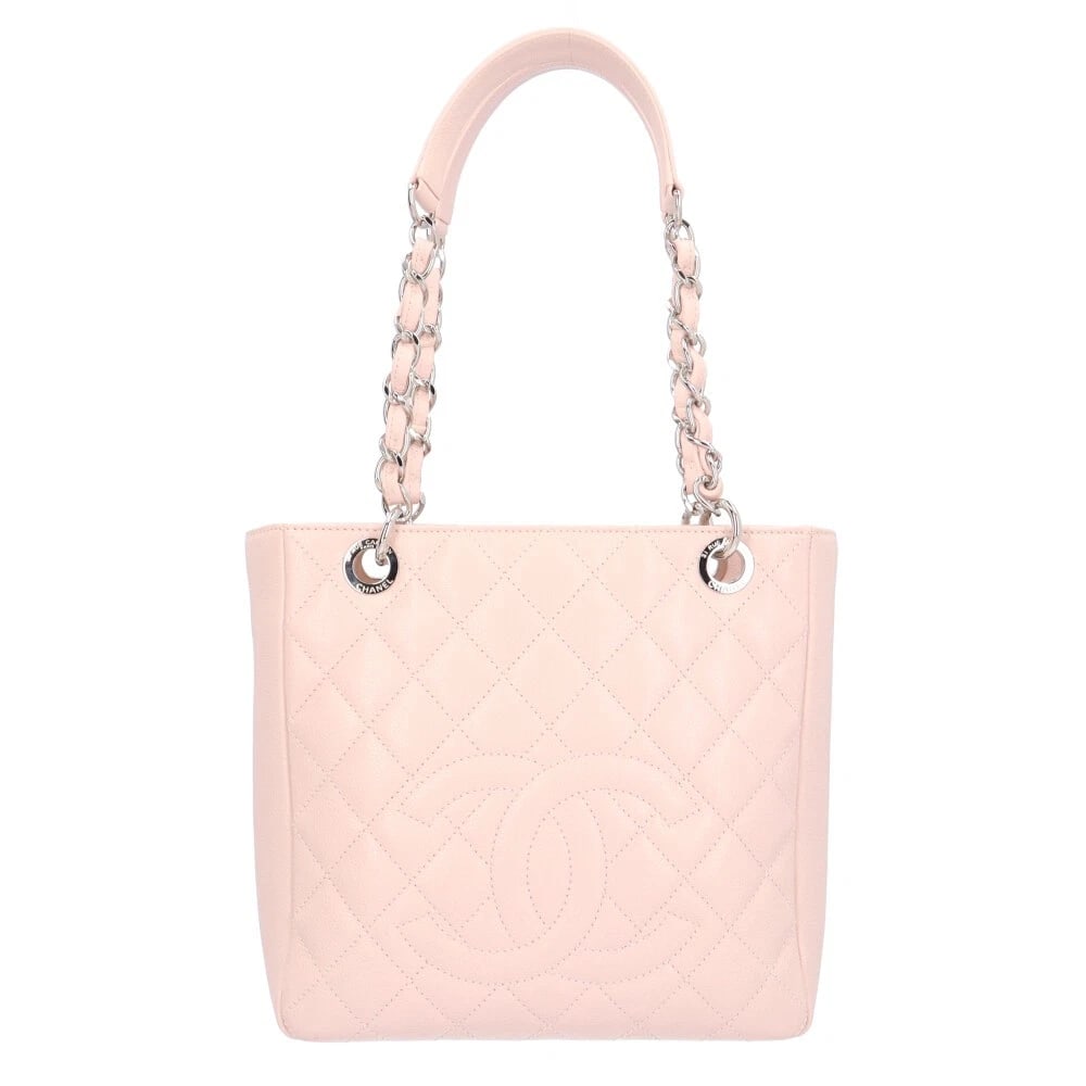 CHANEL TOTE BAG CAVIAR SKIN CHAIN TOTE BAG: CHANEL Tote Bag Caviar skin Chain Tote Bag Brand: CHANEL Type: Tote Bag Material: Exterior Material Caviarskin Color: pink Size: W9.4 x H9.4 x D3.5inch Shoulder:20.5inch Accessories: None