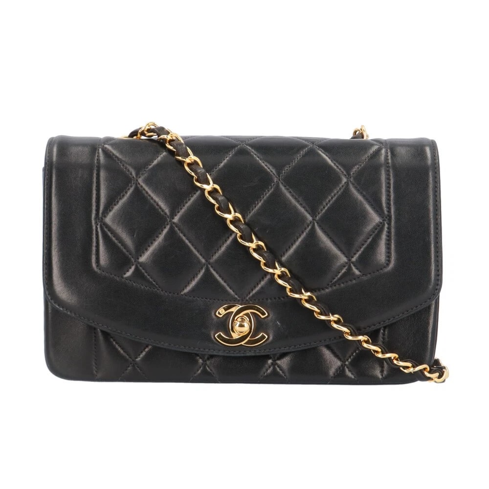 CHANEL SHOULDER BAG LAMBSKIN CHAIN DIANA SHOULDER BAG: CHANEL Shoulder Bag lambskin Chain Diana Shoulder Bag Brand: CHANEL Type: Shoulder Bag Material: Exterior Material lambskin Color: black Size: W8.7 x H5.5 x D3.0inch Shoulder:42.1inch 