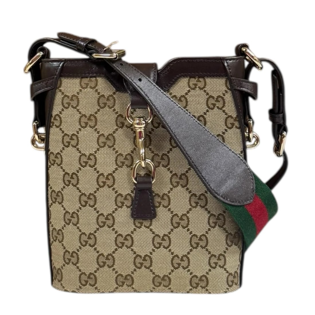 GUCCI SHOULDER BAG GG CANVAS LEATHER MINI BUCKET BAG SHOULDER BAG (1 of 4)