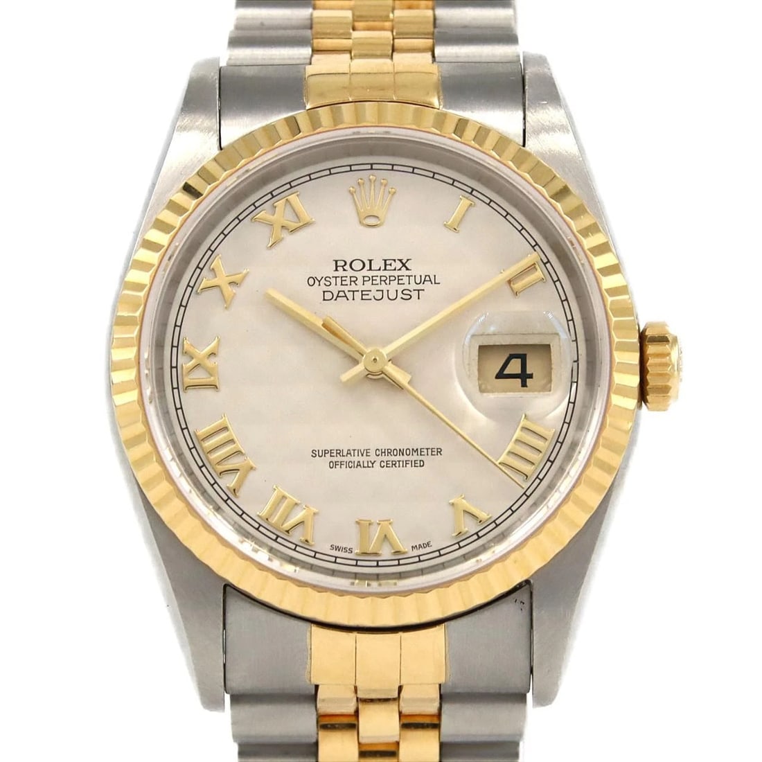 ROLEX DATEJUST SSXYG WATCH: Rolex Datejust SSxYG Watch Brand: ROLEX Type: Wrist watch Material: Case: Stainless steel x yellow gold Bracelet: Stainless steel x yellow gold Color: Dial Color: White Pyramid/Roman Size: