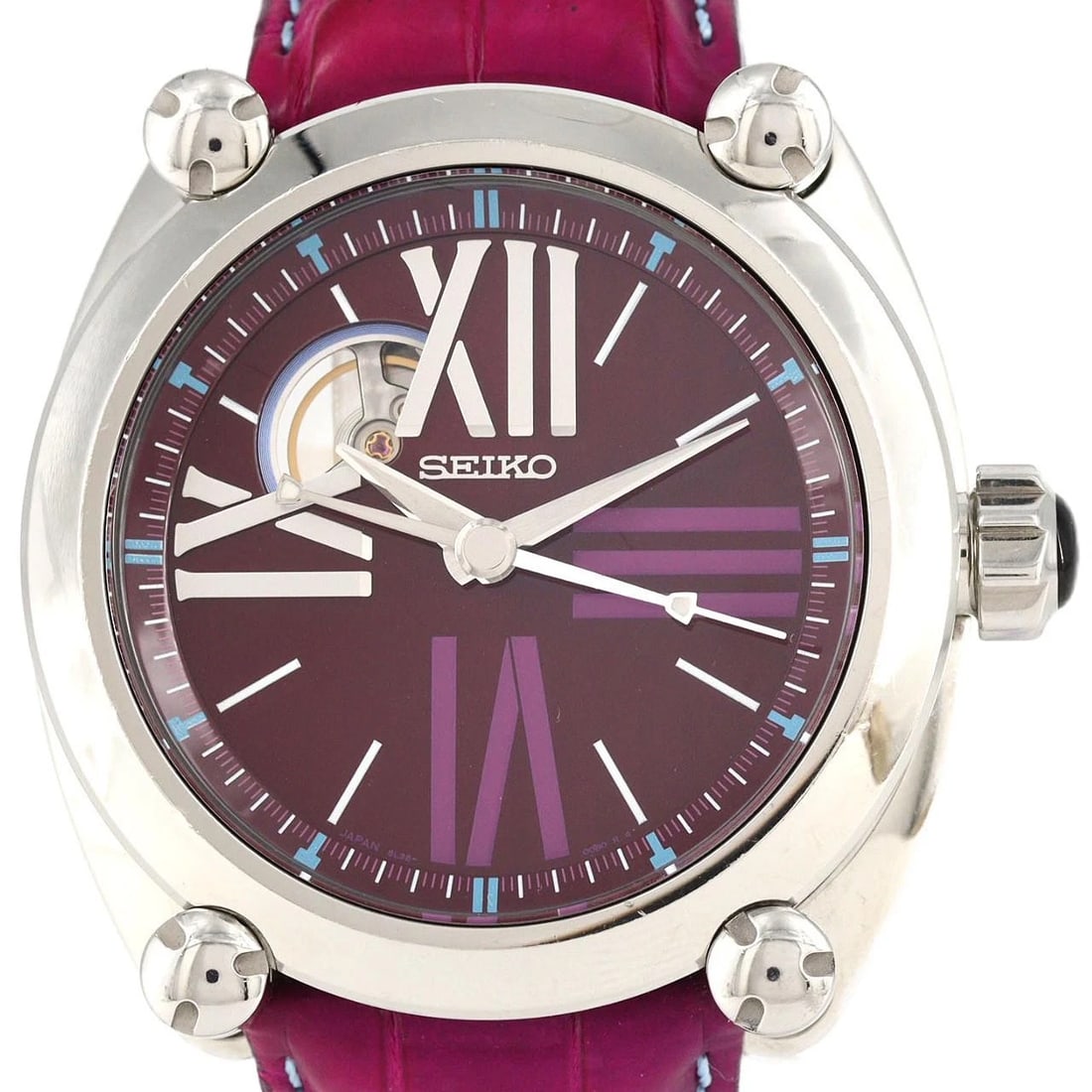 SEIKO GALANTE STAINLESS STEEL WATCH: Seiko Galante Stainless steel Watch Brand: SEIKO Type: Wrist watch Material: Case: Stainless Steel Bracelet: Strap Color: Dial Color: Purple Band Color: Purple Size: Case diameter: Approx.