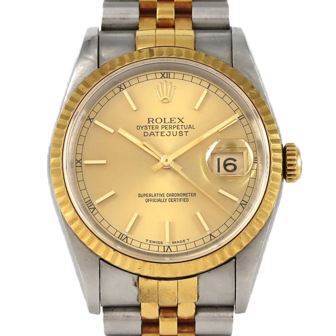 ROLEX DATEJUST SSXYG WATCH: Rolex Datejust SSxYG Watch Brand: ROLEX Type: Wrist watch Material: Case: Stainless steel x yellow gold Bracelet: Stainless steel x yellow gold Color: Dial color: Gold Size: Case diameter:
