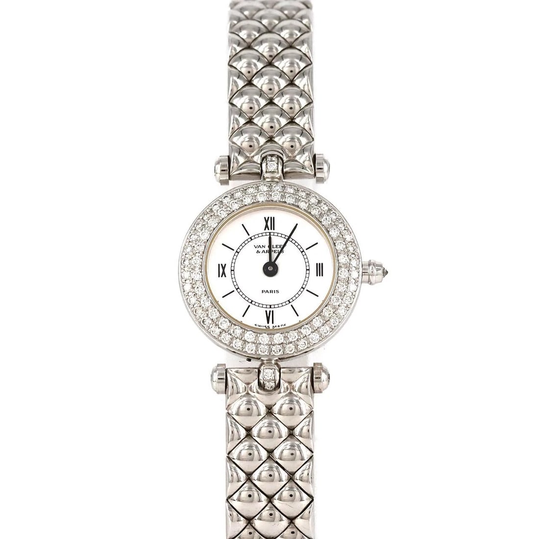VAN CLEEF & ARPELS WATCH: Van Cleef & Arpels Watch Brand: Van Cleef & Arpels Type: Wrist watch Material: Case: White gold Bracelet: White gold Color: Dial Color: White Size: Case diameter: Approx. 21 mm Max wrist circumfer