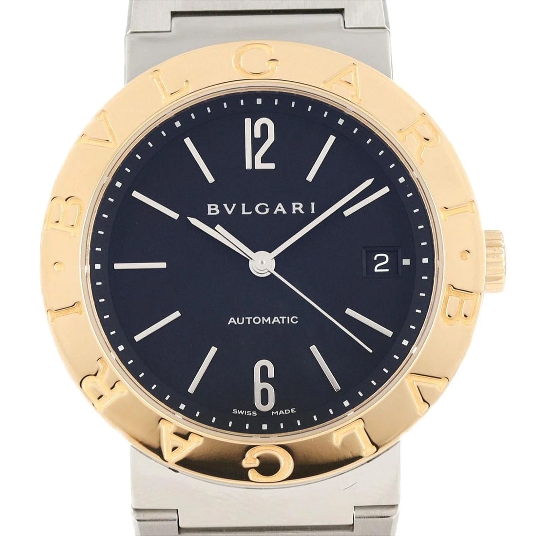 BVLGARI GOLD & STEEL SSXYG WATCH: BVLGARI Gold & Steel SSxYG Watch Brand: BVLGARI Type: Wristwatch Material: Case: SST x Yellow Gold Bracelet: SST x Yellow Gold Color: Dial Colors: Black Size: Case diameter: 38mm Max Wrist
