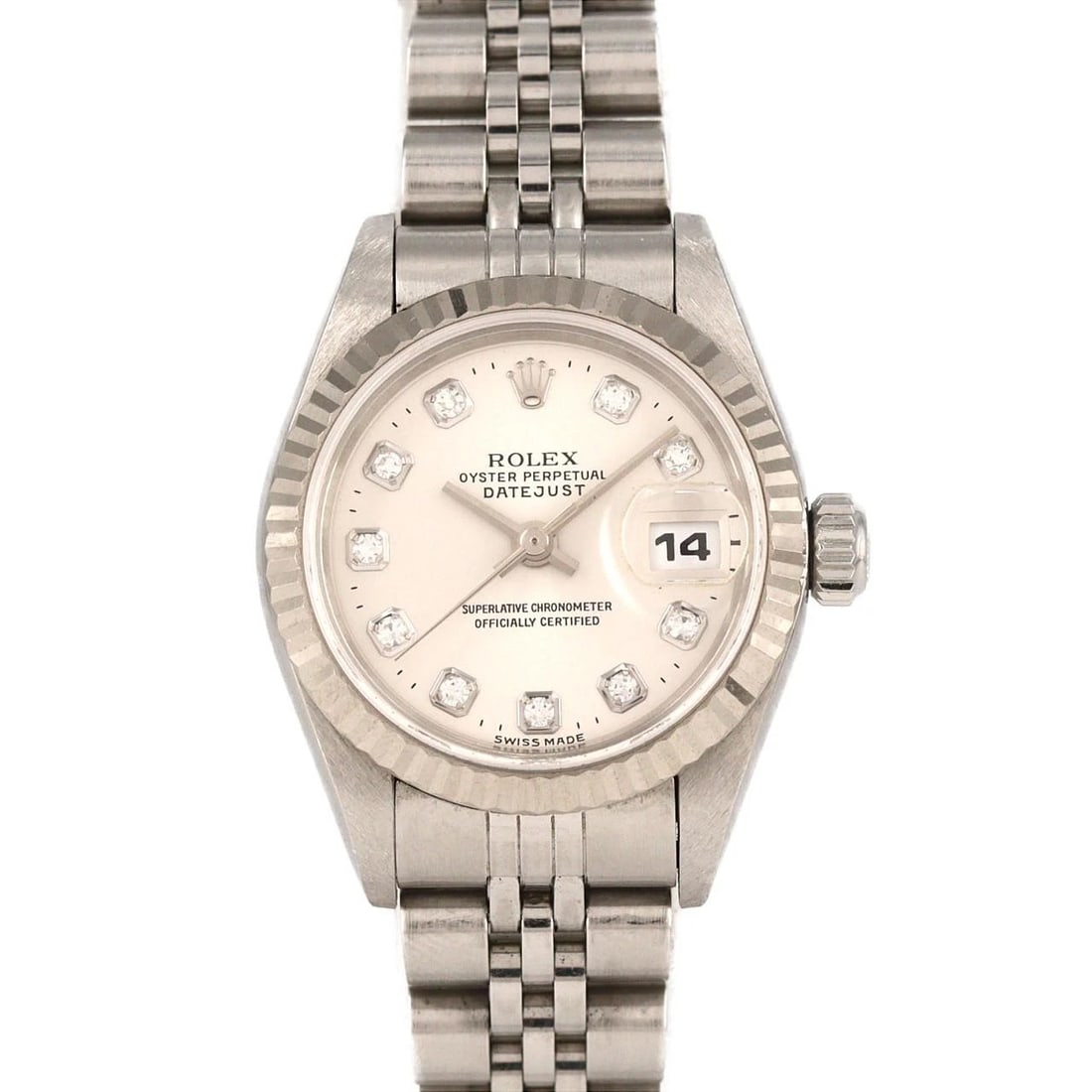 ROLEX DATEJUST SSX WATCH: Rolex Datejust SSx Watch Brand: ROLEX Type: Wrist watch Material: Case: Stainless steel x white gold Bracelet: Stainless steel Color: Dial color: Silver/Diamond Size: Case diameter: Approx.