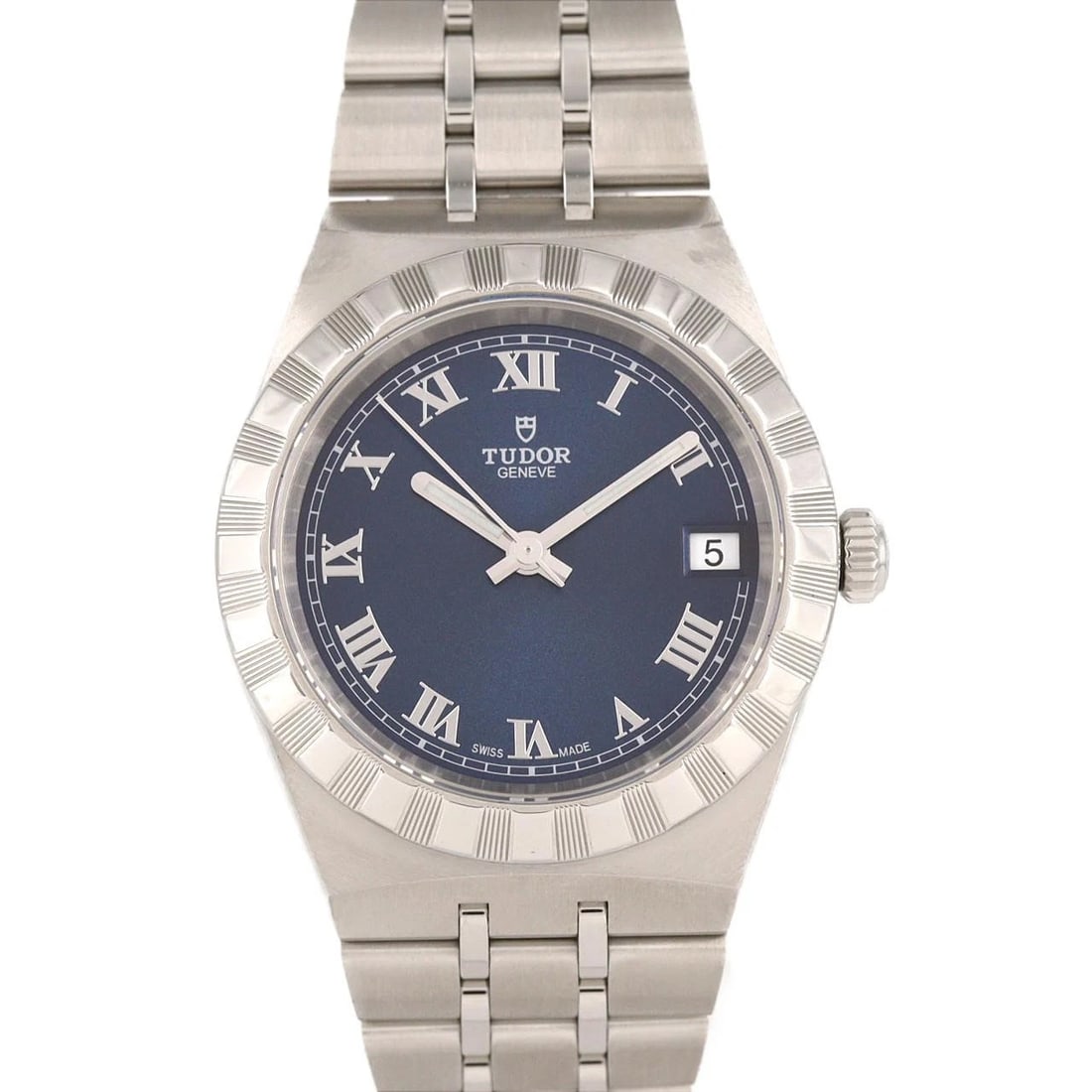 TUDOR ROYAL SS WATCH: Tudor Royal SS Watch Brand: Tudor TUDOR Type: Wristwatch Material: Case: SST Bracelet: SST Color: Dial Colors: Blue Roman Size: Case diameter: 34mm Max Wrist size: 17.5cm Accessories: None