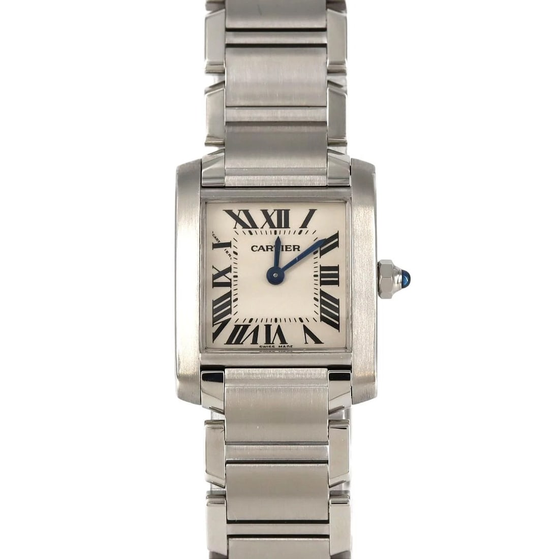 CARTIER TANK FRANCAISE SS WATCH: Cartier Tank Francaise SS Watch Brand: Cartier Type: Wristwatch Material: Case: SST Bracelet: SST Color: Dial Colors: Silver Roman Size: Case diameter: 20x25mm Max Wrist size: 17cm 